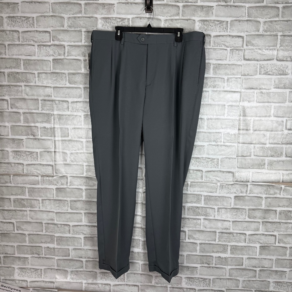Jos a Bank Trav3ler Dark Gray Pleated Performance Stretch Dress Pants 40 x 32